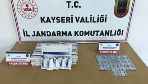 Kayseri Haberi: Develi'de Suriyelilerin aracında 88 sentetik hap ve 96 paket kaçak sigara ele geçirildi