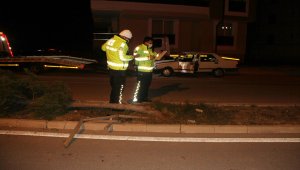 Beyşehir'de otomobil refüjdeki ağaca çarptı: 1 yaralı