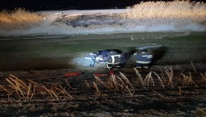 Kanala düşen eşeği itfaiye ekipleri kurtardı