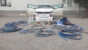 Kayseri'nin 4 ilçesinde sulama ve telekomünikasyon kabloları çalan hırsızlar suç üstünde yakalandı