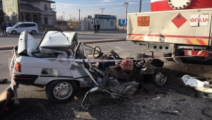 Konya'da tankere arkadan çarpan otomobilin sürücüsü yaşamını yitirdi