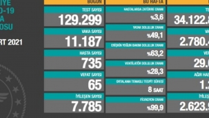 Türkiye'de 11 bin 187 kişinin Kovid-19 testi pozitif çıktı, 65 kişi hayatını kaybetti