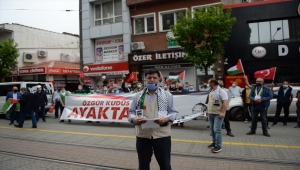 İsrail polisinin Mescid-i Aksa'da cemaate saldırması Eskişehir'de protesto edildi