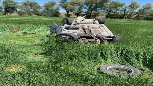 Kırıkkale'de tarlaya devrilen otomobilin sürücüsü yaralandı 