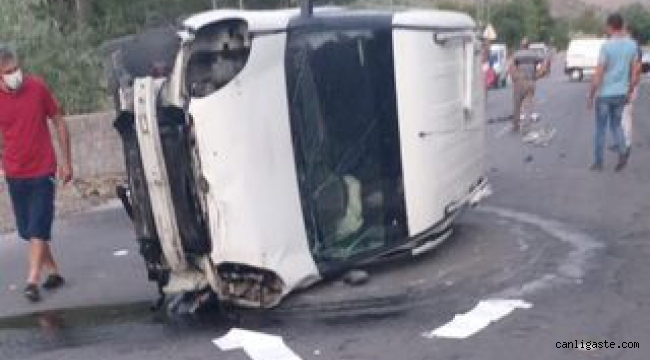 Kayseri OSB dağ yolunda kaza: Ticari araç yan yattı