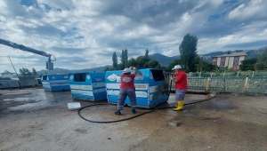 Seydişehir'de çöp konteynırları dezenfekte ediliyor