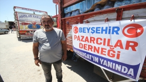 Beyşehirli pazarcılardan yangında zarar gören afetzedelere giyecek ve yiyecek yardımı