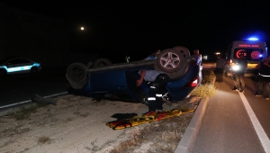 Karaman'da yapımı devam eden çevre yolundaki köprü inşaatından uçan otomobilin sürücüsü öldü