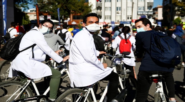 Kayseri'de sağlık çalışanları bisiklet turunda bir araya geldi