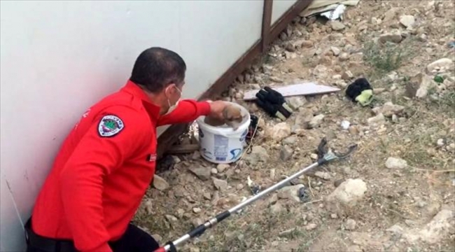 Kırıkkale'de konteynerin altına sığınan yavru köpekleri itfaiye kurtardı