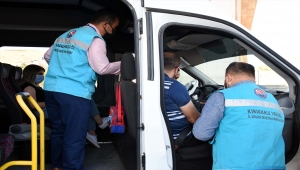 Kırıkkale'de servis araçları Kovid-19 tedbirleri kapsamında denetlendi