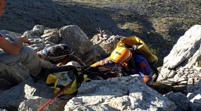 Konya'da kayalıklarda mahsur kalan oğlaklar AFAD ekiplerince kurtarıldı