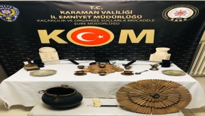 Karaman'da bir evde 24 tarihi eser ele geçirildi