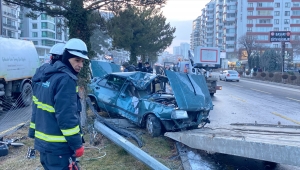 Niğde'de aydınlatma direğine ve ağaca çarpan otomobildeki 2 kişi yaralandı