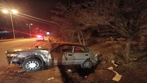 Kırıkkale'de otomobilin ağaçlara çarptığı kazada 2 kişi yaralandı
