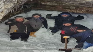 Konya'da bin 700 rakımlı mağara yaz için karla dolduruldu