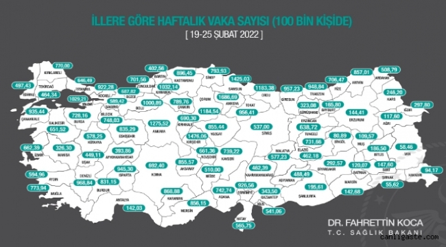 Sağlık Bakanlığı verilerine göre Kayseri'de 100 Binde 1 vaka sayısında son durum ne?