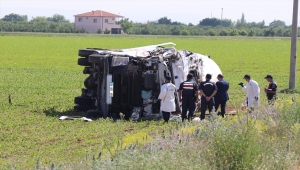 Karaman'da LPG yüklü tankerin devrilmesi sonucu sürücü öldü