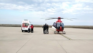 Ambulans helikopter kalp krizi geçiren hasta için havalandı