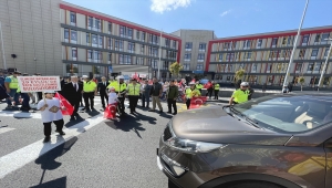İç Anadolu'da öğrenciler yaya geçitlerini "Hayata saygı duruşu" sloganıyla kırmızıya boyadı