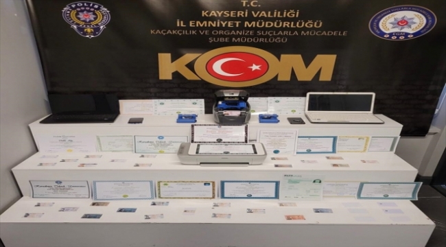 Kayseri merkezli sahte belge operasyonu: 2 gözaltı
