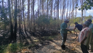 Konya'da bir bahçede çıkan yangın büyümeden söndürüldü