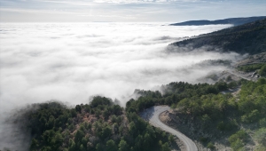 Çankırı'da oluşan sis bulutu görüntülendi