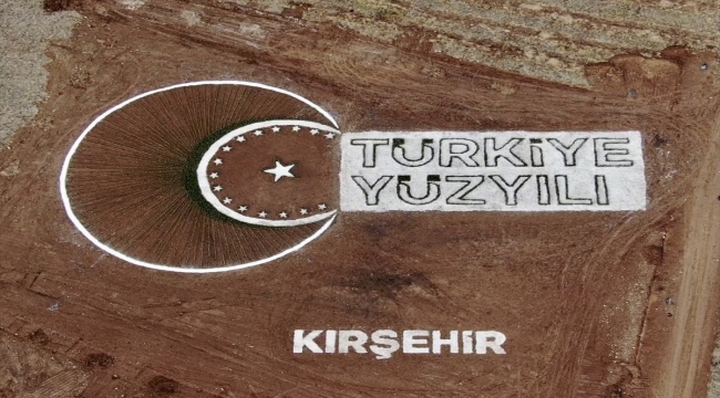 Kırşehir'de Kervansaray Dağı'na fidan ve taşla "Türkiye Yüzyılı" yazıldı