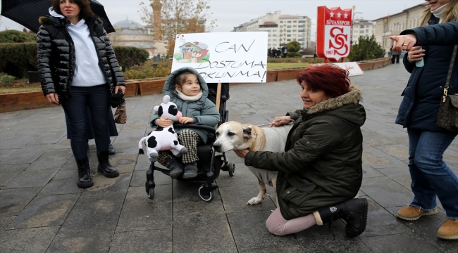 Sivas'ta hayvanseverler sokak hayvanları için basın açıklaması yaptı